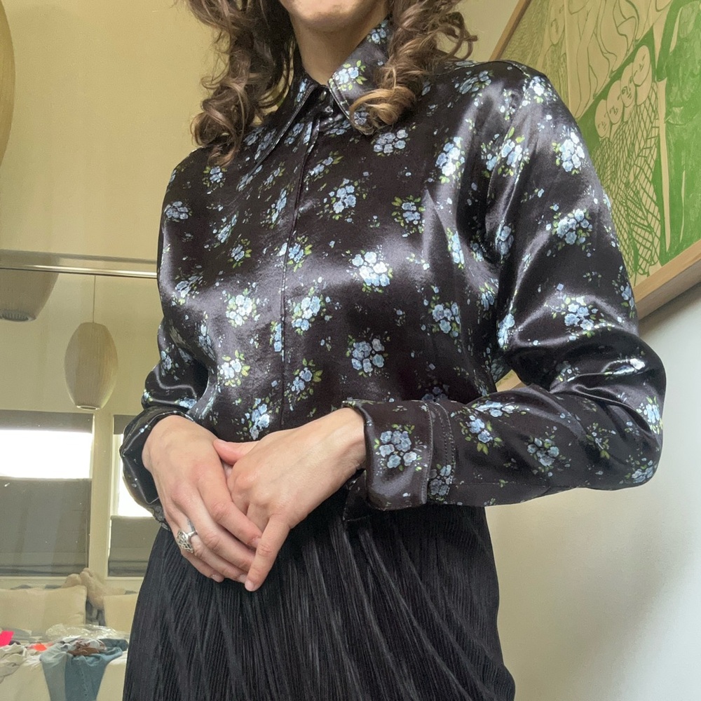 Acne studios dark floral print button-up blouse